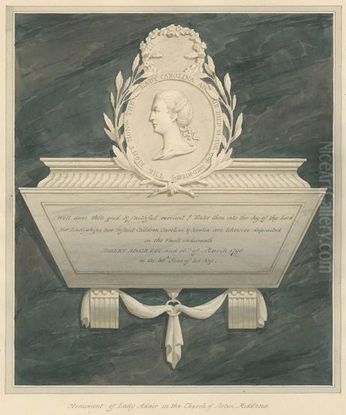 Memorial to Lady Caroline Adair, her two children, Caroline and Amelia and her husband Robert Adair form Acton Church - view 1