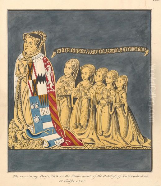Brass Plate Monument of the Duchess of Northumberland and Her Daughters, Chelsea Church - view 1