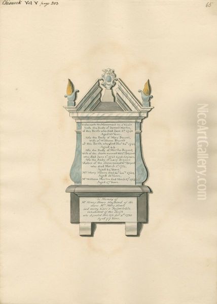 Memorial to Samuel Martin, Mary Bryant, Martha Bryant, Lucy Bryant, Mary Hawes, William Martin and Henry Hawes from Chiswick Church by Daniel Lysons