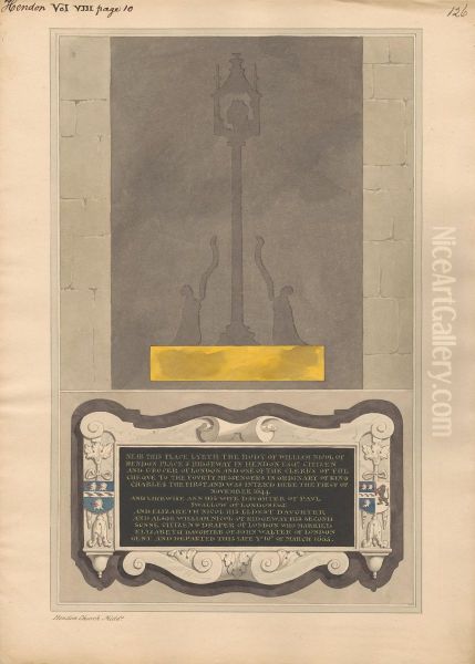 Remains of Brass Plate and Memorial to William Nicol and Ann his Wife and Elizabeth his Daughter and William his Son of Hendon Church - view 1