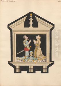 Memorial to unidentified Man and Woman from Heston Church by Daniel Lysons