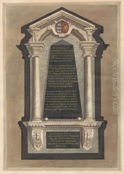 Memorial to Somerset English, his wife Judith, his mother, his father, a sister, and a brother from Hampton Church - view 1