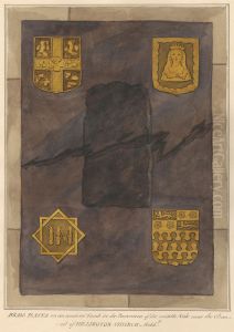 Brass Plates on an unidentified tomb in the Pavement of the Middle Aisle near the Chancel from Brass Plates on an unidentified tomb in the Pavement of the Middle Aisle near the Chancel from