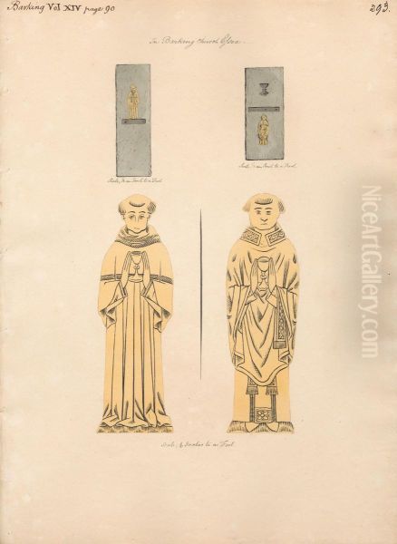 Brass plate for two Unidentified Clerics, from Barking Church - view 1