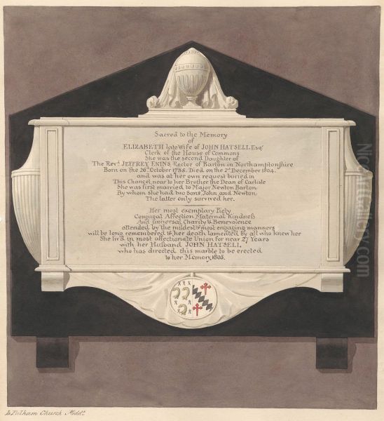 Memorial to Elizabeth Hatsell, from Fulham Church - view 1