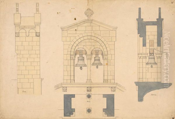 Elevation, Plan and Section of a Bell Tower - view 1