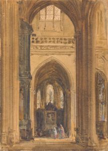 Interior of a Gothic Church by Augustus Pugin