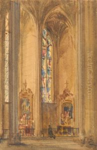Interior of a Gothic Church by Augustus Pugin