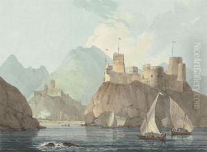 East View of the Forts Jellali and Merani, Muskat by Thomas Daniell