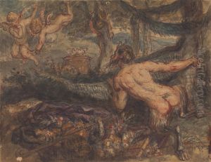 Pan, Spying, From Behind a Tree, at Putti, Shooting Arrows by Robert Smirke