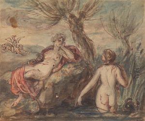 Two Women Enjoying Their Time by a Stream