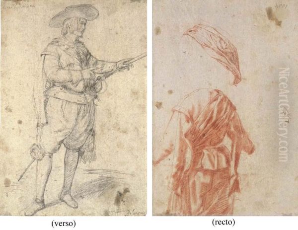 A Commander Turned To The Right; Draperies Of A Figure Seen From Behind - view 1