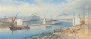 Iron Bridge on the Outskirts of an Industrial Town by Thomas Charles Leeson Rowbotham