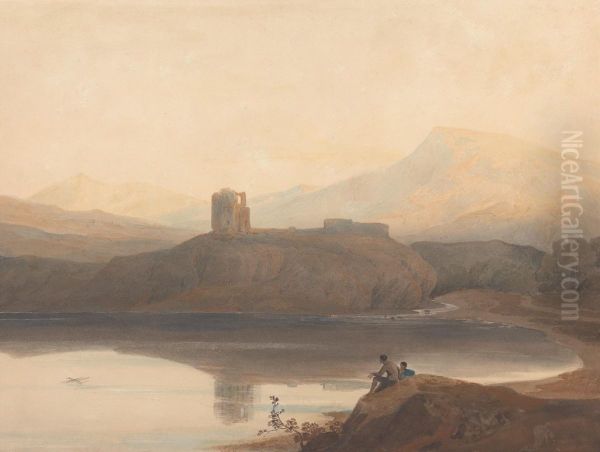 Llanberis Lake, with Castle Dolbadern - view 1