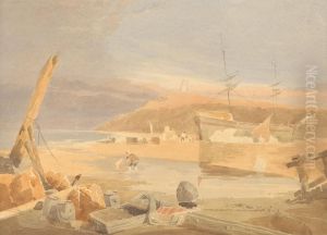 Shore Scene with Sailing Ship at Quay