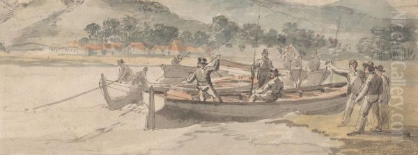 Boats and Men on Shore - view 1