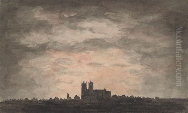 A Large Church (Westminster Abbey) at Sunset - view 1
