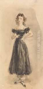 Study of a Young Girl, with Ringlets, in a Black Evening Dress by William Henry Hunt