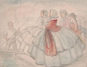 Crinolines by the River by John Leech