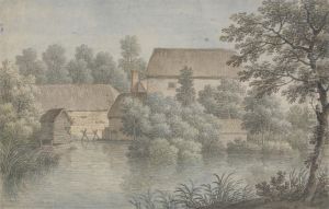 A Village Pond with Farm Buildings thumbnail
