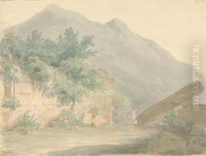 Landscape of Stone Ruins and Mountains Views by Robert Smirke