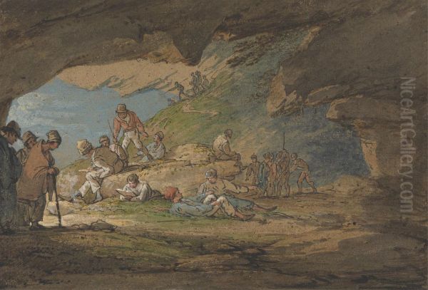 A Cave in Sunlight, with Figures - view 1