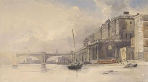 Somerset House and Waterloo Bridge by William Edward Dighton