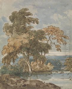 Trees by a River by George Chinnery