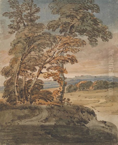 Trees on a Hillside Path - view 1