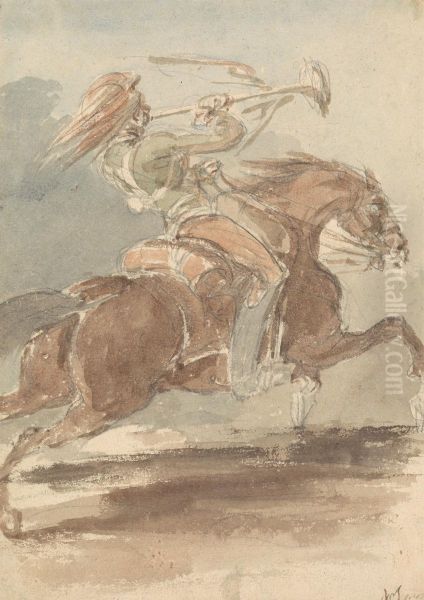 Trumpeter on Galloping Horse - view 1