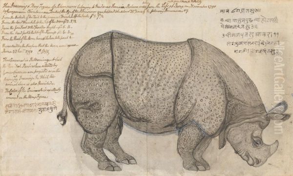 A Rhinoceros in the Peshwa's Menagerie at Poona - view 1