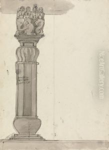 Drawing of a Column from Ekvera by Gangaram Chintaman Tambat