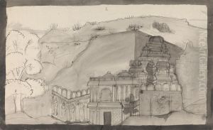 Interior of an Ellora Cave Temple by Gangaram Chintaman Tambat