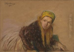 Country girl in a yellow shawl