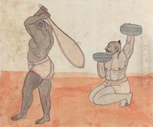 A Pair of Jeyties Weightlifting by Gangaram Chintaman Tambat
