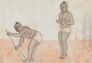 Two Jeyties Exercising by Gangaram Chintaman Tambat