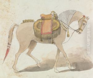 Elaborately Saddled Horse by Gangaram Chintaman Tambat