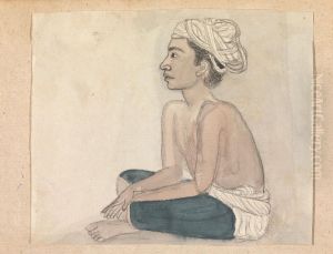 Man with a Blue Cloth over his Legs by Gangaram Chintaman Tambat