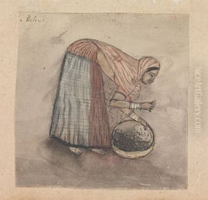 Woman Bending over Basket by Gangaram Chintaman Tambat
