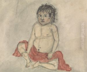 Child with a Red Cloth by Gangaram Chintaman Tambat