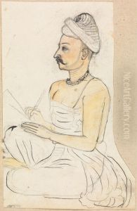 Portrait of Gangaram as an Artist by Gangaram Chintaman Tambat