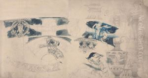 Designs for a Ceiling and Interiors by Alfred Stevens