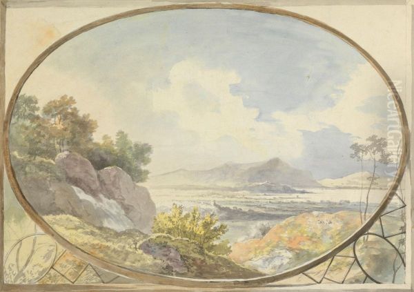 Landscape Set in an Oval (Mountain Landscape Through an Oval Window) - view 1