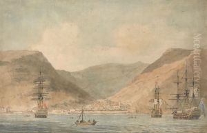 View of Jamestown, St. Helena, From the Sea with Shipping by John Cleveley the Younger