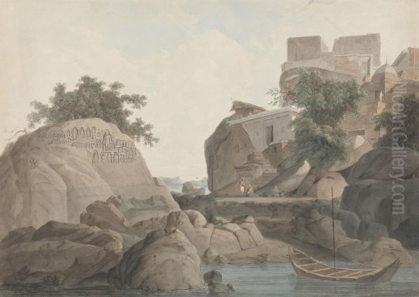 Fakir's Rock at Sultanganj, on the Ganges River - view 1