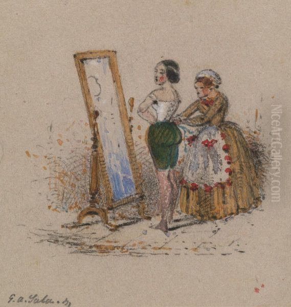 Woman Dressing, with Maid - view 1
