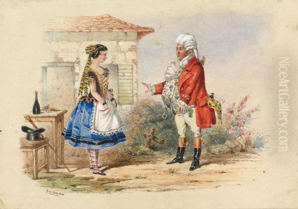 Adina and Dr. Dulcamara, Scene from Donigetti's Elisir d'Amore - view 1