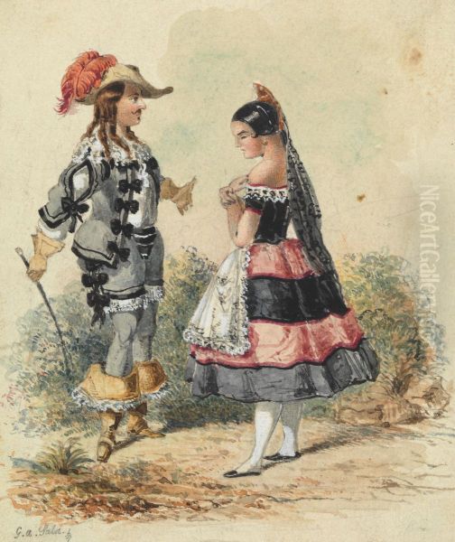 Cavalier and Maid in Spanish Costume - view 1