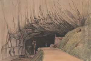 Entrance to Peak Cavern, or Devil's Hole, Castleton... by George Cumberland
