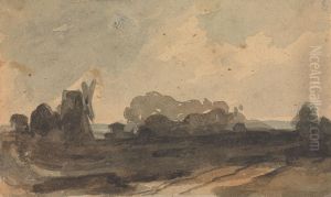 Landscape with Trees and Windmill by Thomas Sully